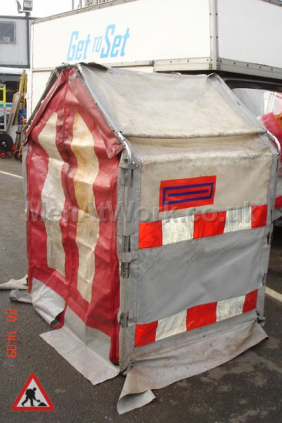 Modern Roadworks / BT Hut - Folding red and white tent (4)