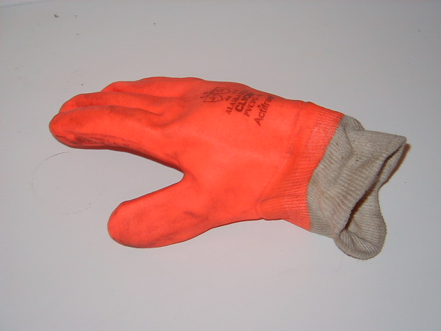 Building Site Workman Protective Clothing - Orange PVC gloves