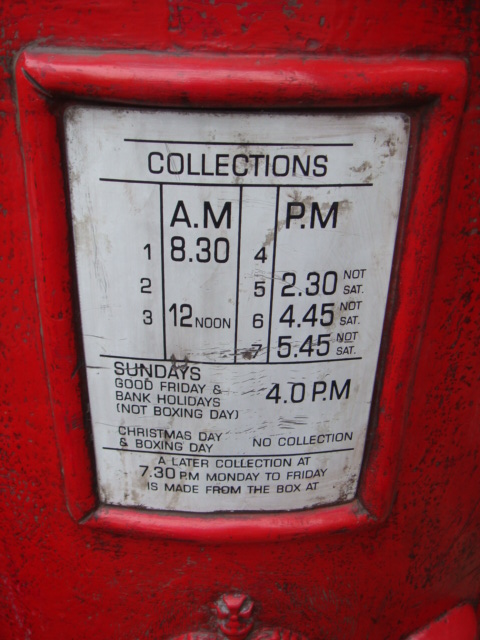 Red Letter Box - Close up postal details