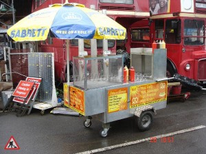 Pedestrian Hot Dog Stand - Side View – Dressed