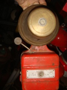 Fire Alarm - Single bronze bell with red base