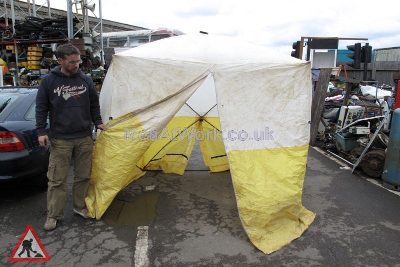 Workmans Tent - Workmans Tent Yellow and White