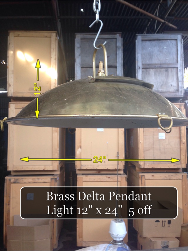 (3) Delta Brass Pendant Light 12″ x 24″  5 Available - Delta Lamp