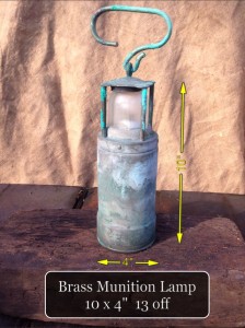 (28) Brass Munition Lamp 10″ x 4″ 13 Available - Brass Munition Lamp