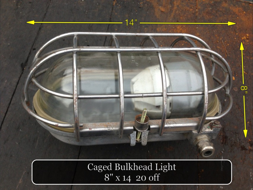 (19) Caged Bulkhead Light 8″ x 14″ 25 available - Caged Bulkhead Light