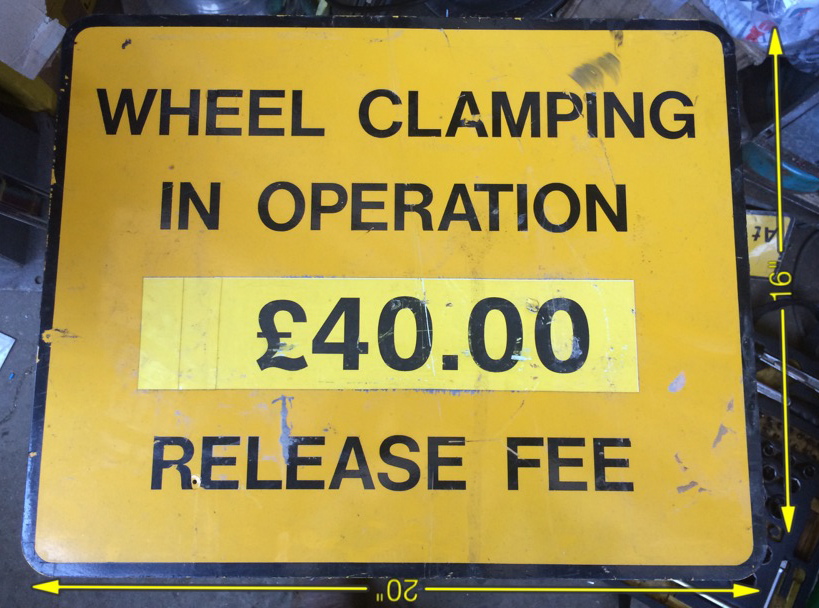 Wheel Clamp Sign 20″ x 16″ - 